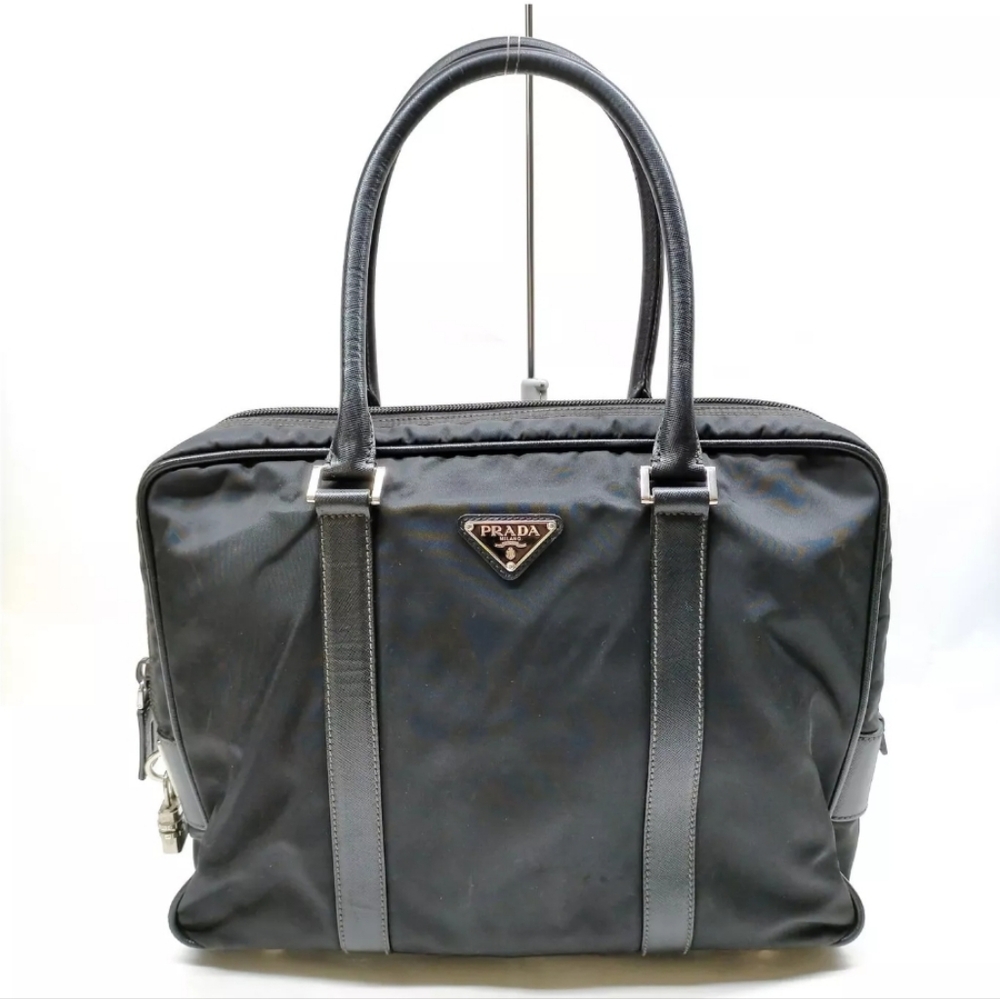 PRADA Business Laptop Bag Black Nylon Handbag Work Purse